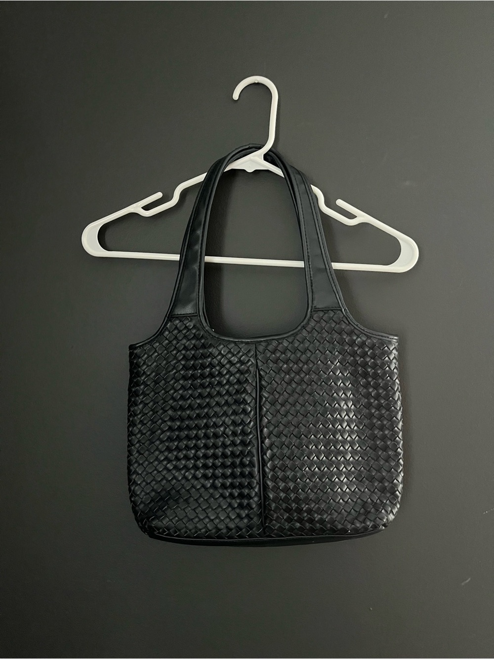 Navy Woven Leather Tote Shoulder Bag - Women